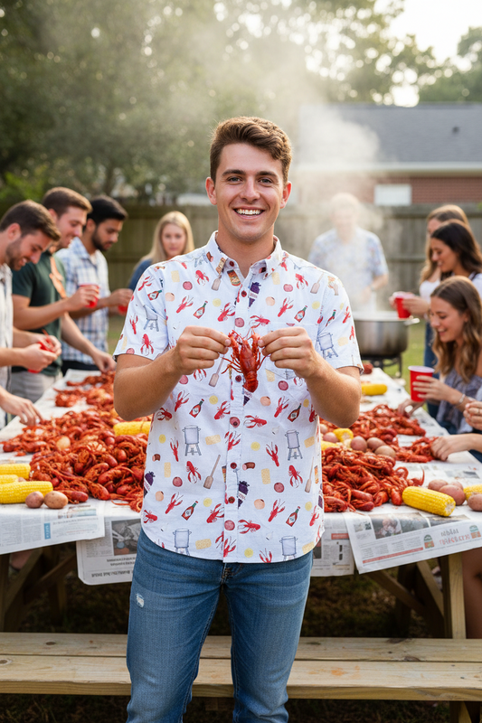 Crawfish Boil Men’s Button-Down Shirt