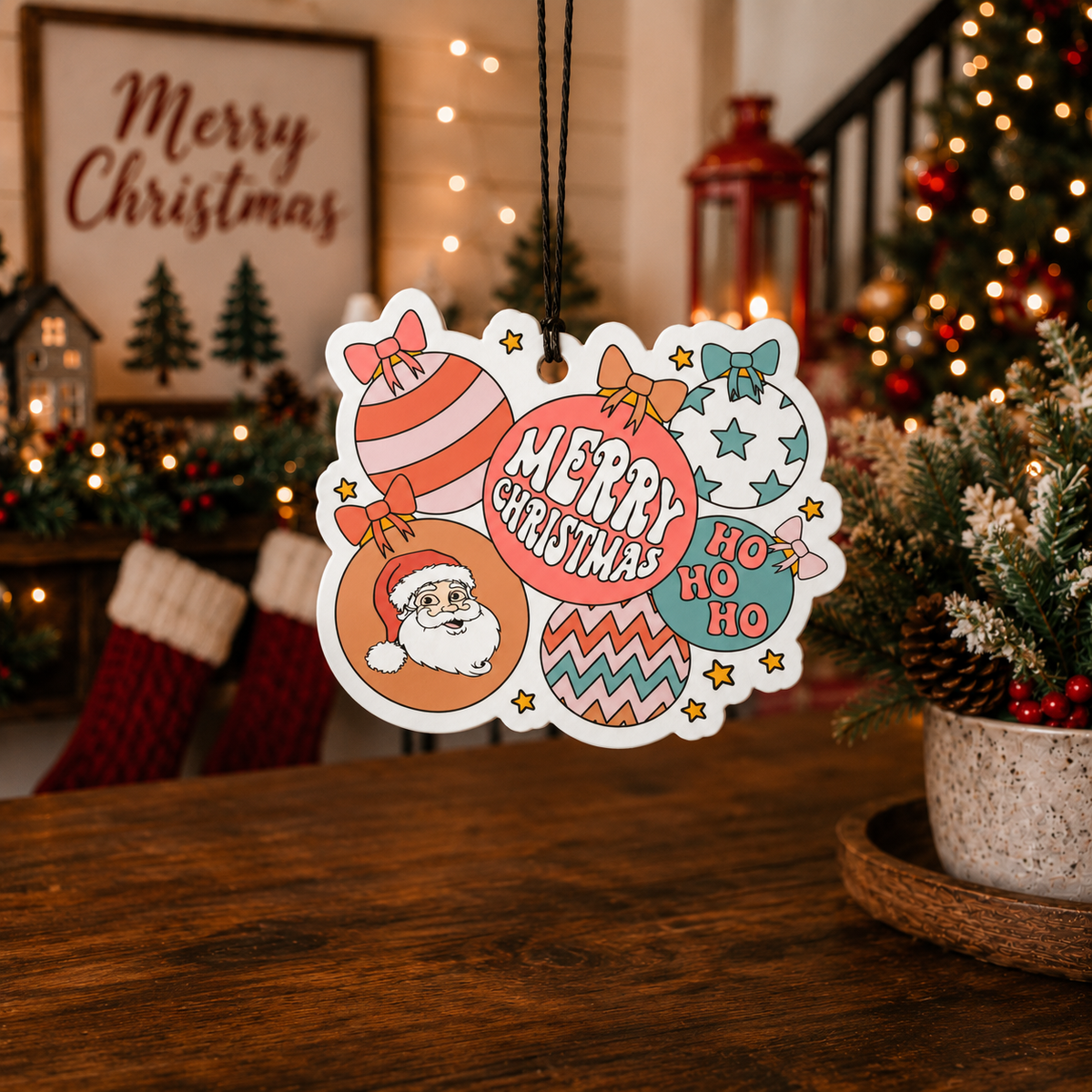 Retro Christmas Ornament Car Freshie
