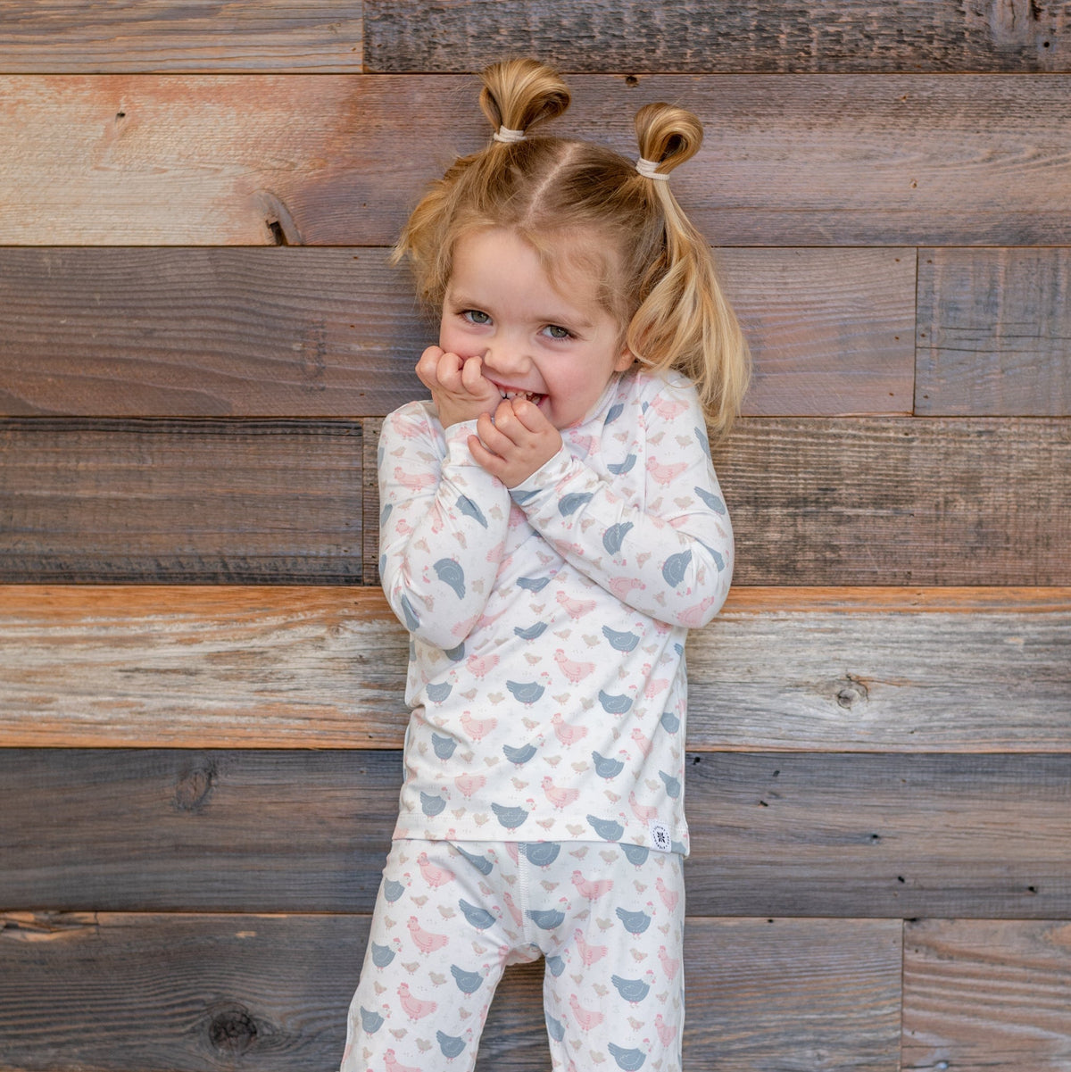 Pink Farm Hens Bamboo Pajama Set