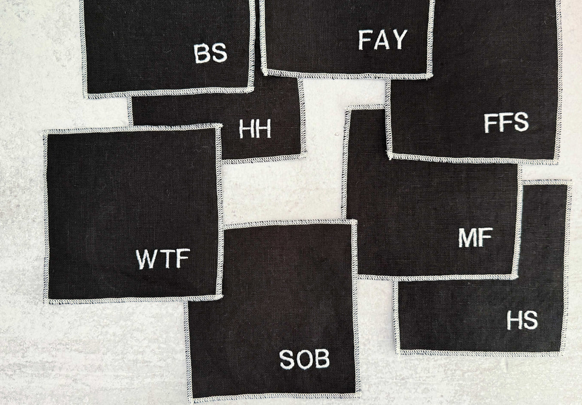 Sweary Cocktail Coasters – Black & White Set of 8