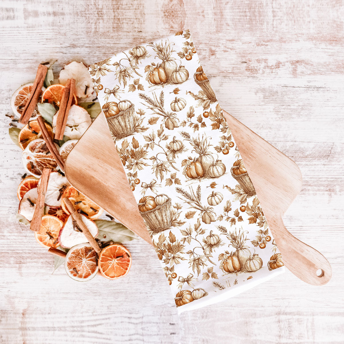 Vintage Botanical Pumpkin Fall Kitchen Towel