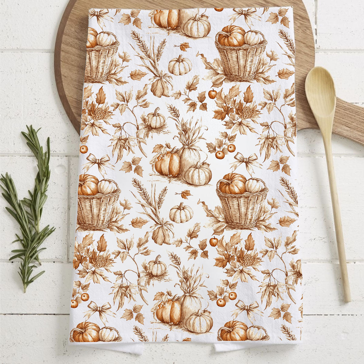 Vintage Botanical Pumpkin Fall Kitchen Towel