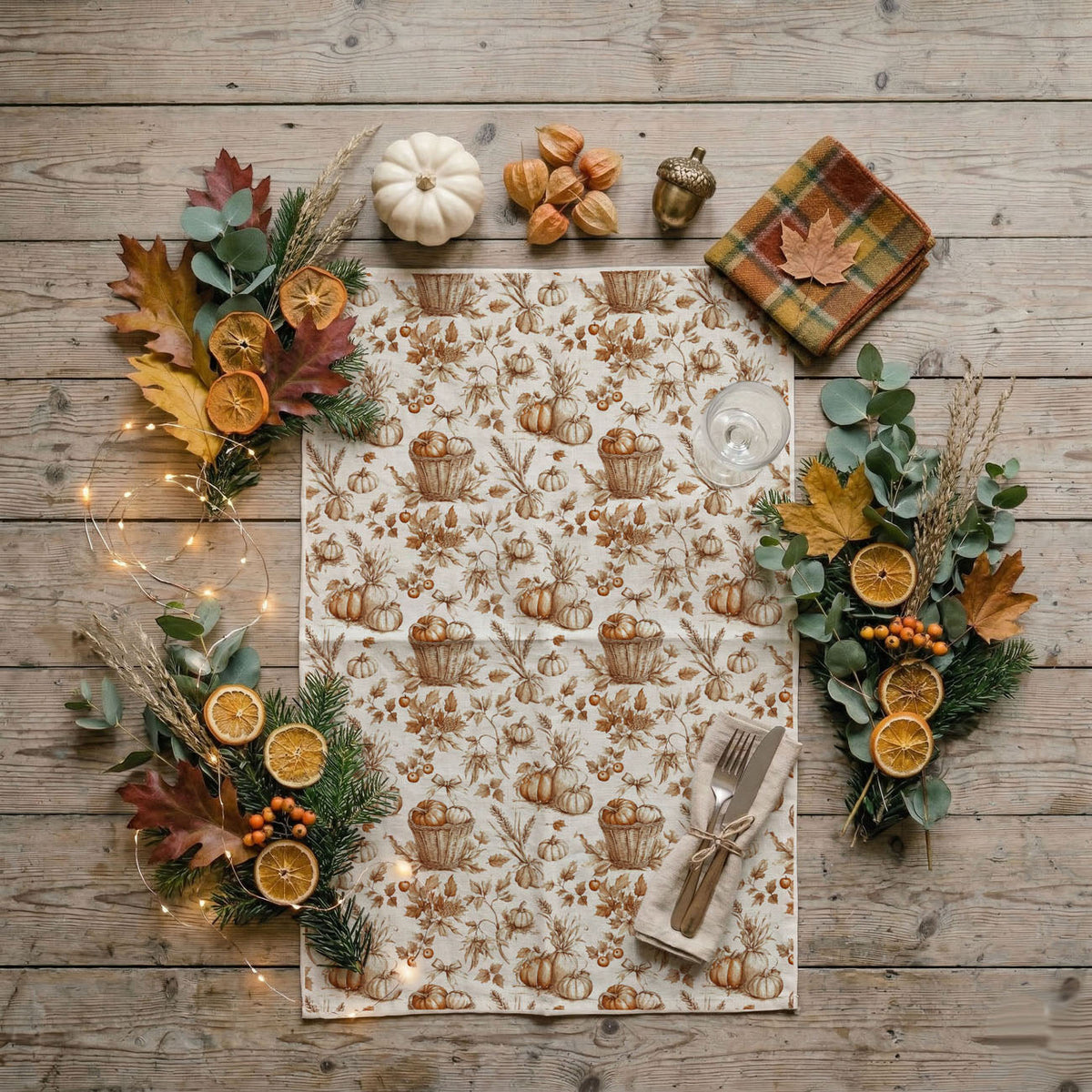 Vintage Botanical Pumpkin Fall Kitchen Towel