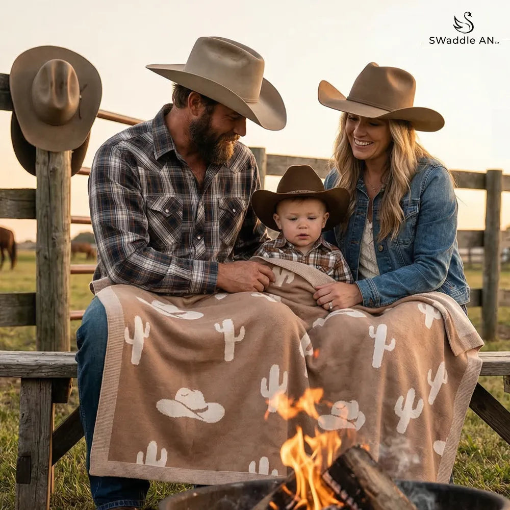 Cactus & Cowboy Jacquard Knit Baby Blanket