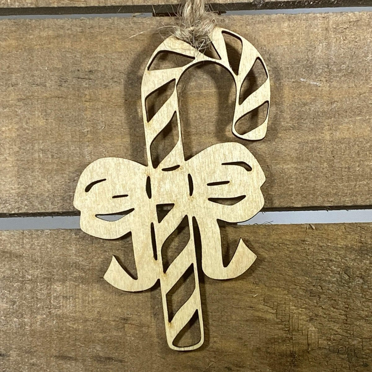 Candy Cane Wooden Christmas Ornament | Hand-Painted Holiday Decor