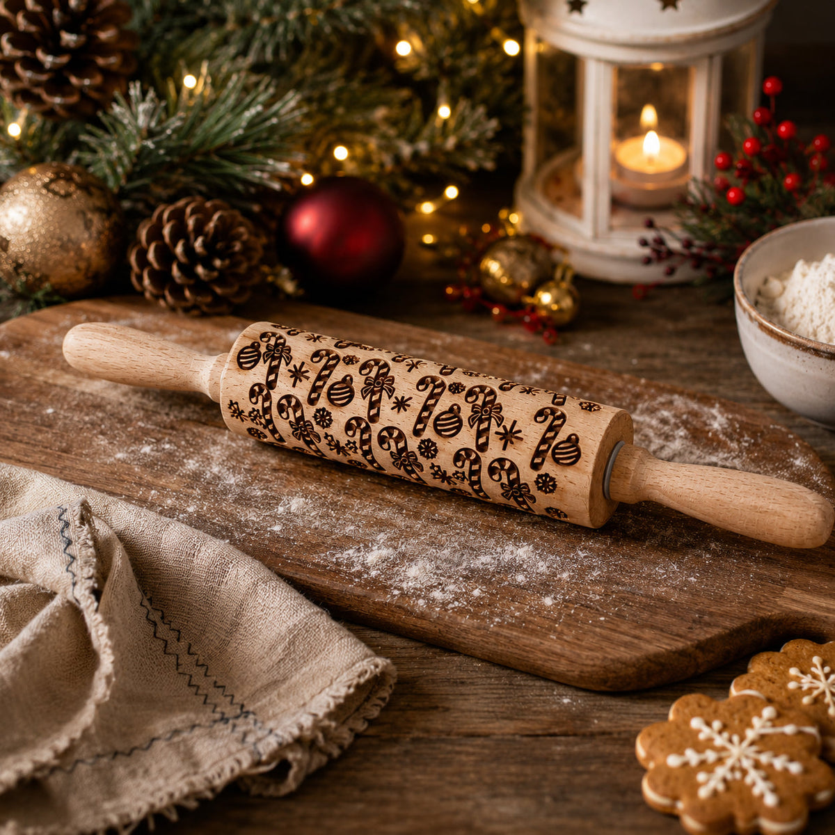 Embossed Christmas Rolling Pin | 10 Designs