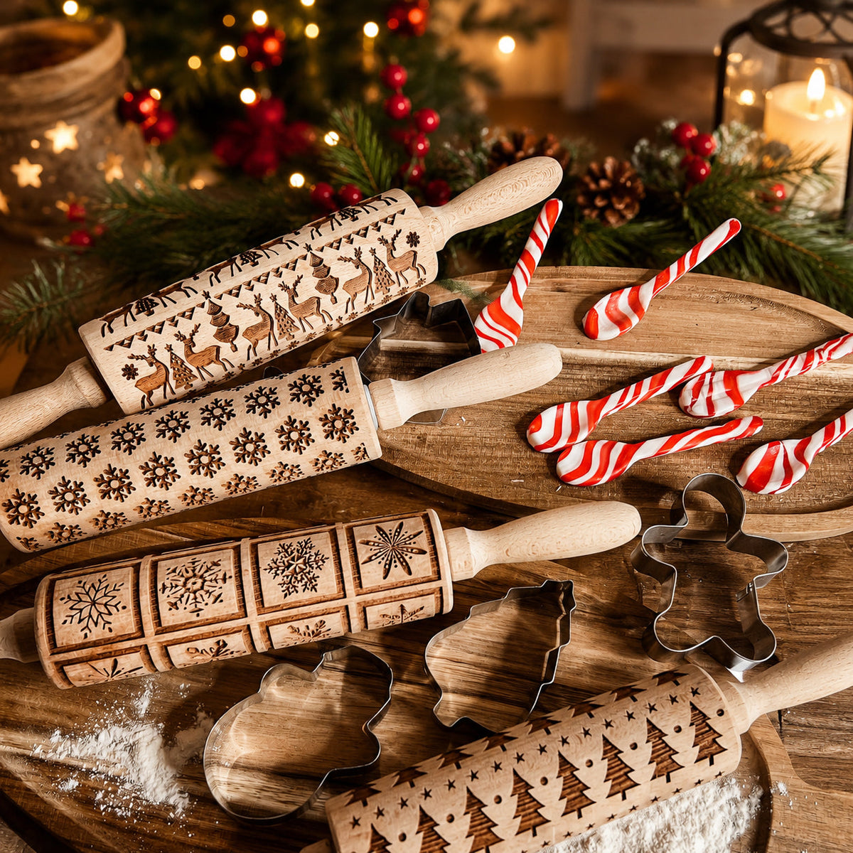 Embossed Christmas Rolling Pin | 10 Designs