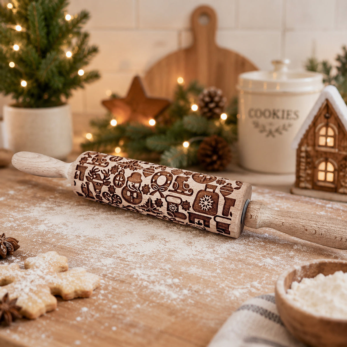 Embossed Christmas Rolling Pin | 10 Designs