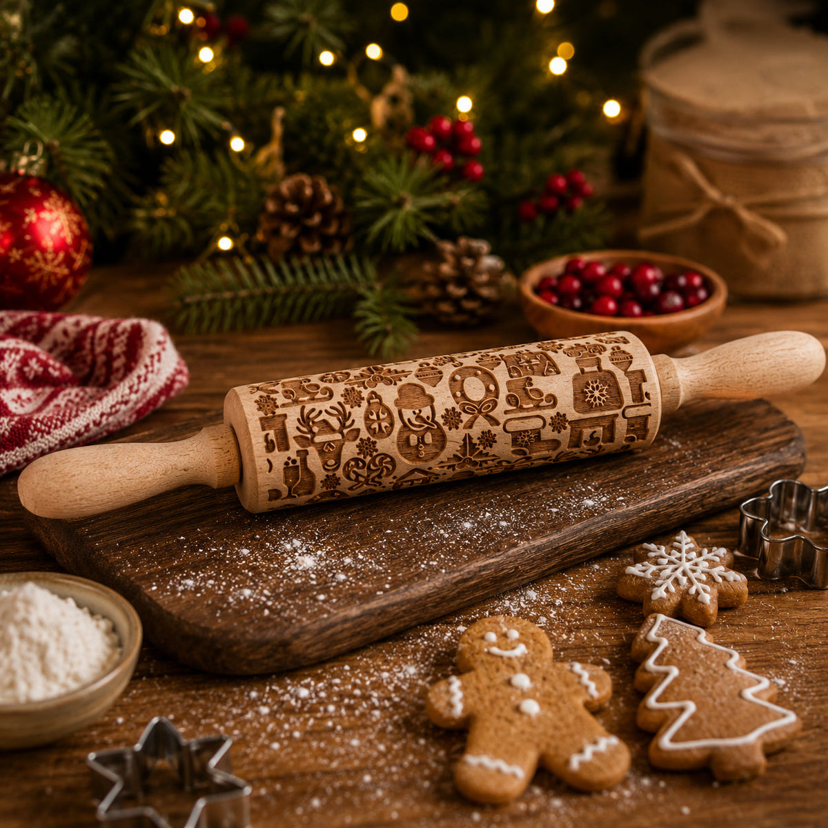 Embossed Christmas Rolling Pin | 10 Designs
