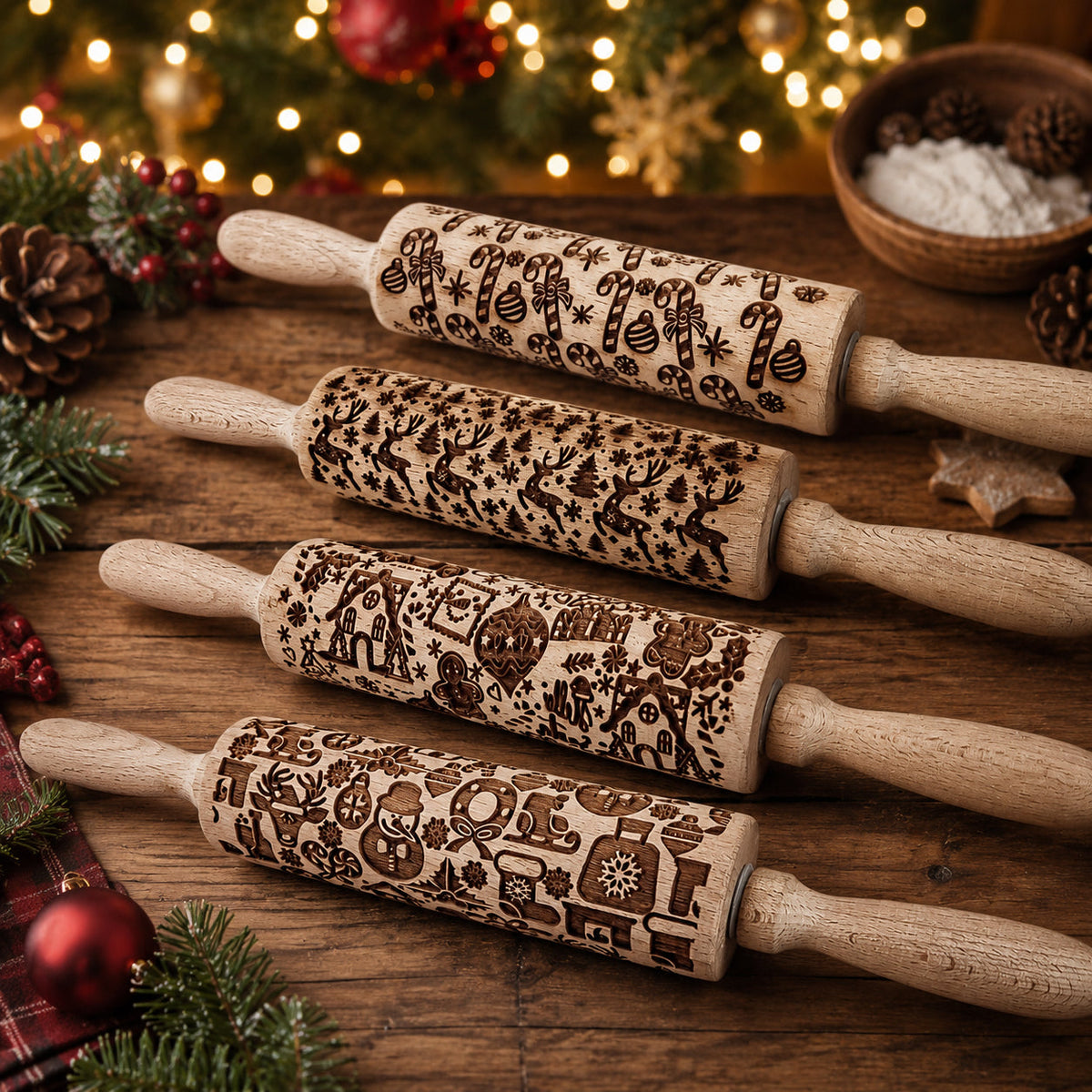 Embossed Christmas Rolling Pin | 10 Designs