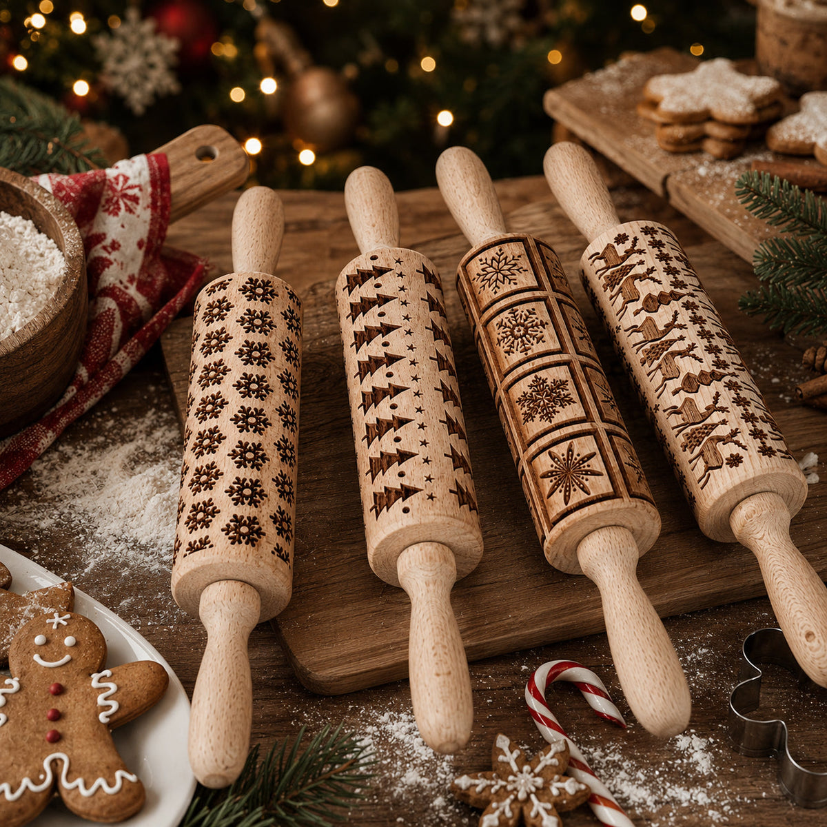 Embossed Christmas Rolling Pin | 10 Designs