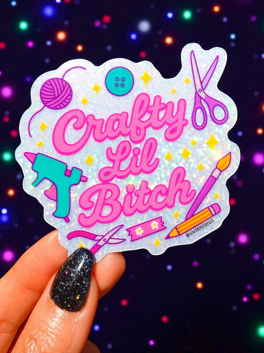 Crafty Lil Bitch Vinyl Sticker | Funny Craft Lover Sticker