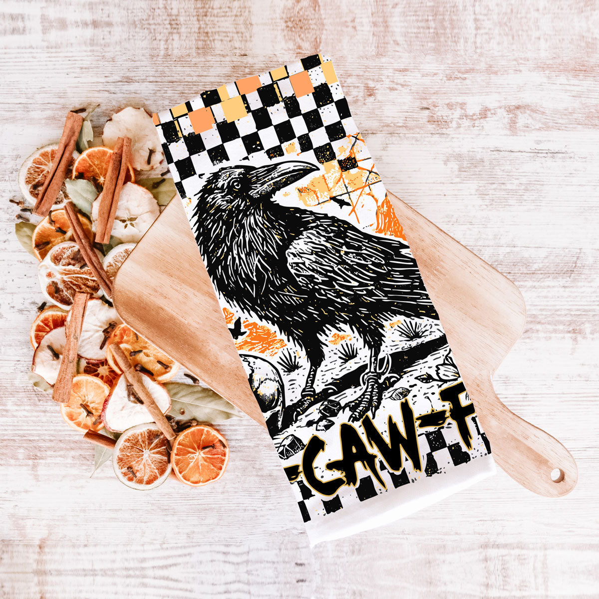 F-CAW-F Crow Halloween Kitchen Towel