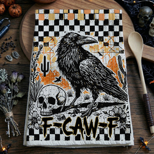 F-CAW-F Crow Halloween Kitchen Towel