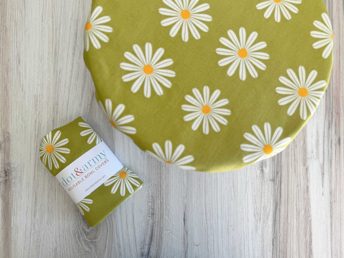 Reusable Daisy Bowl Cover – Fits 12–14" Bowls