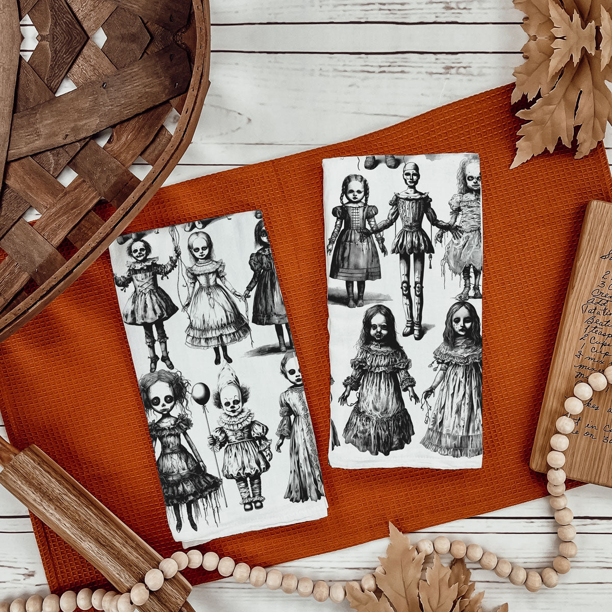 Possessed Dolls Halloween Kitchen Towel