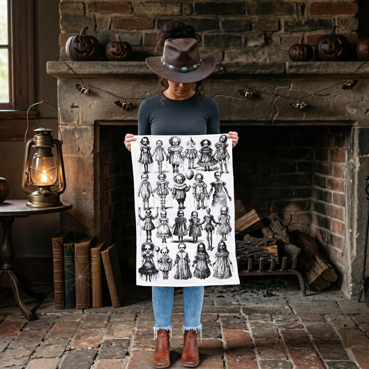 Possessed Dolls Halloween Kitchen Towel