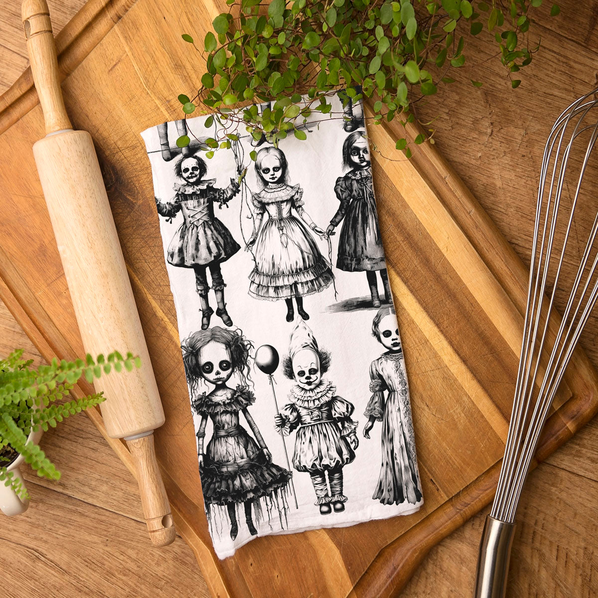 Possessed Dolls Halloween Kitchen Towel
