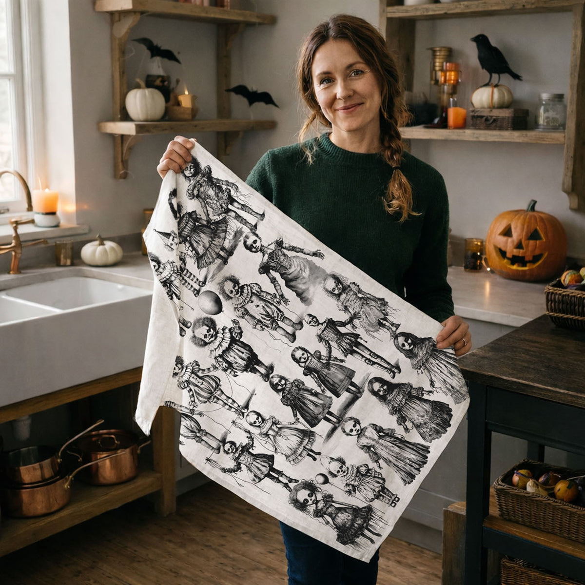 Possessed Dolls Halloween Kitchen Towel