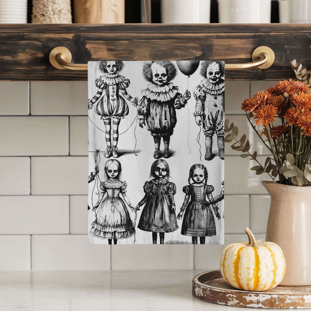 Possessed Dolls Halloween Kitchen Towel