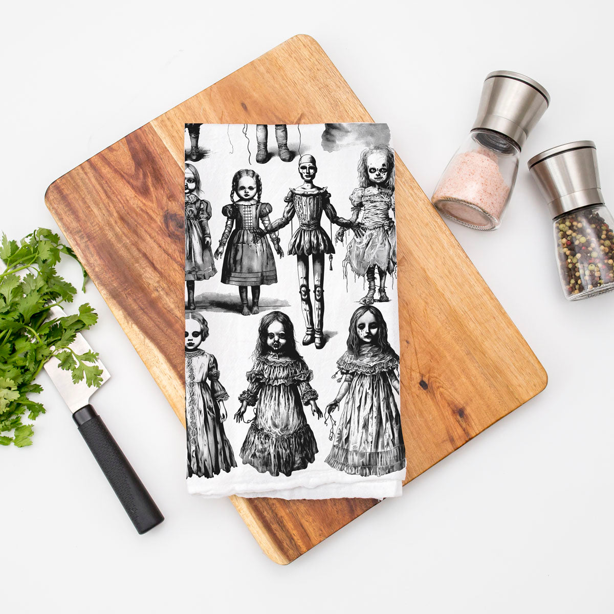 Possessed Dolls Halloween Kitchen Towel