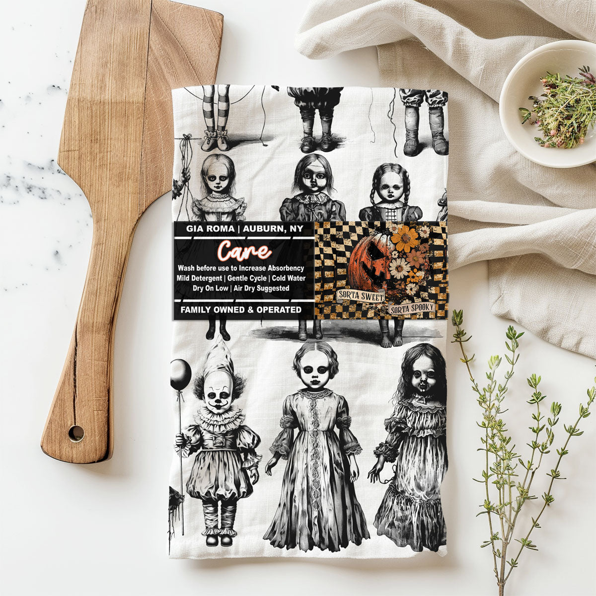 Possessed Dolls Halloween Kitchen Towel