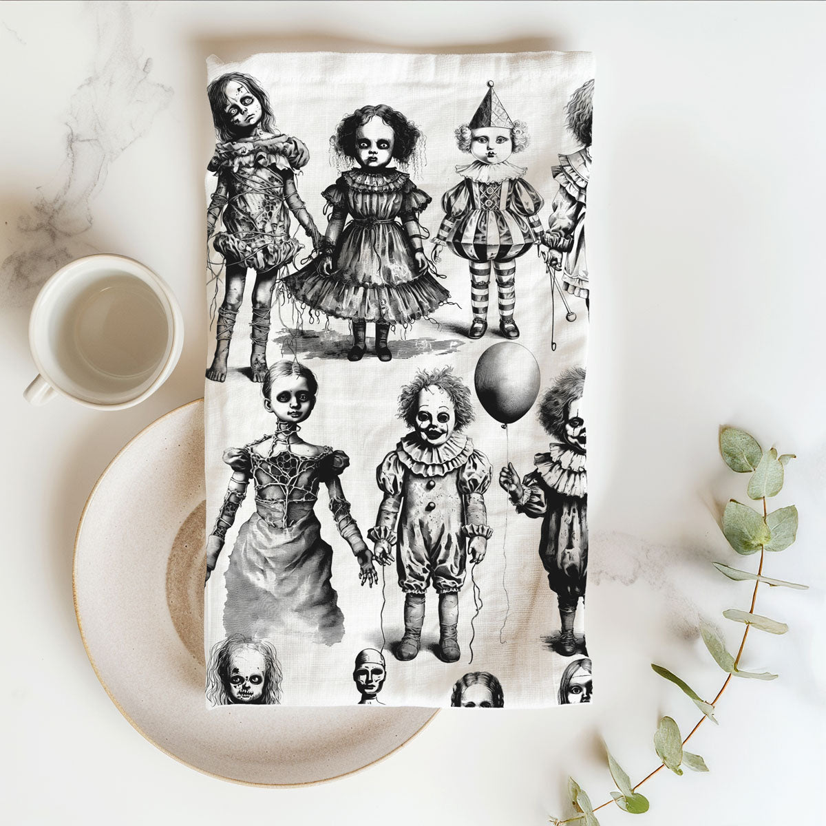 Possessed Dolls Halloween Kitchen Towel