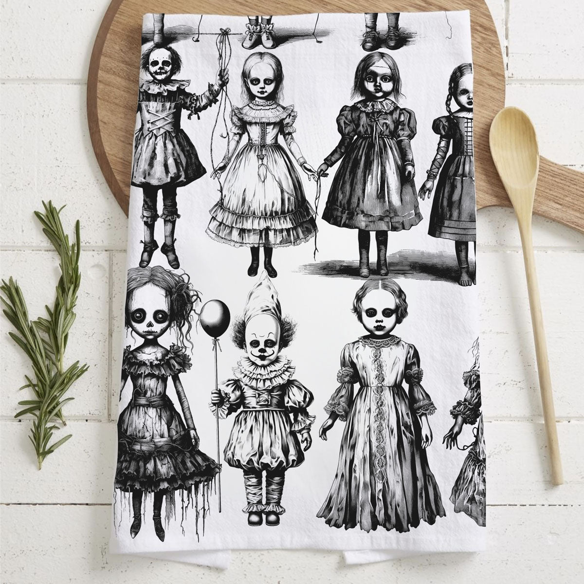 Possessed Dolls Halloween Kitchen Towel