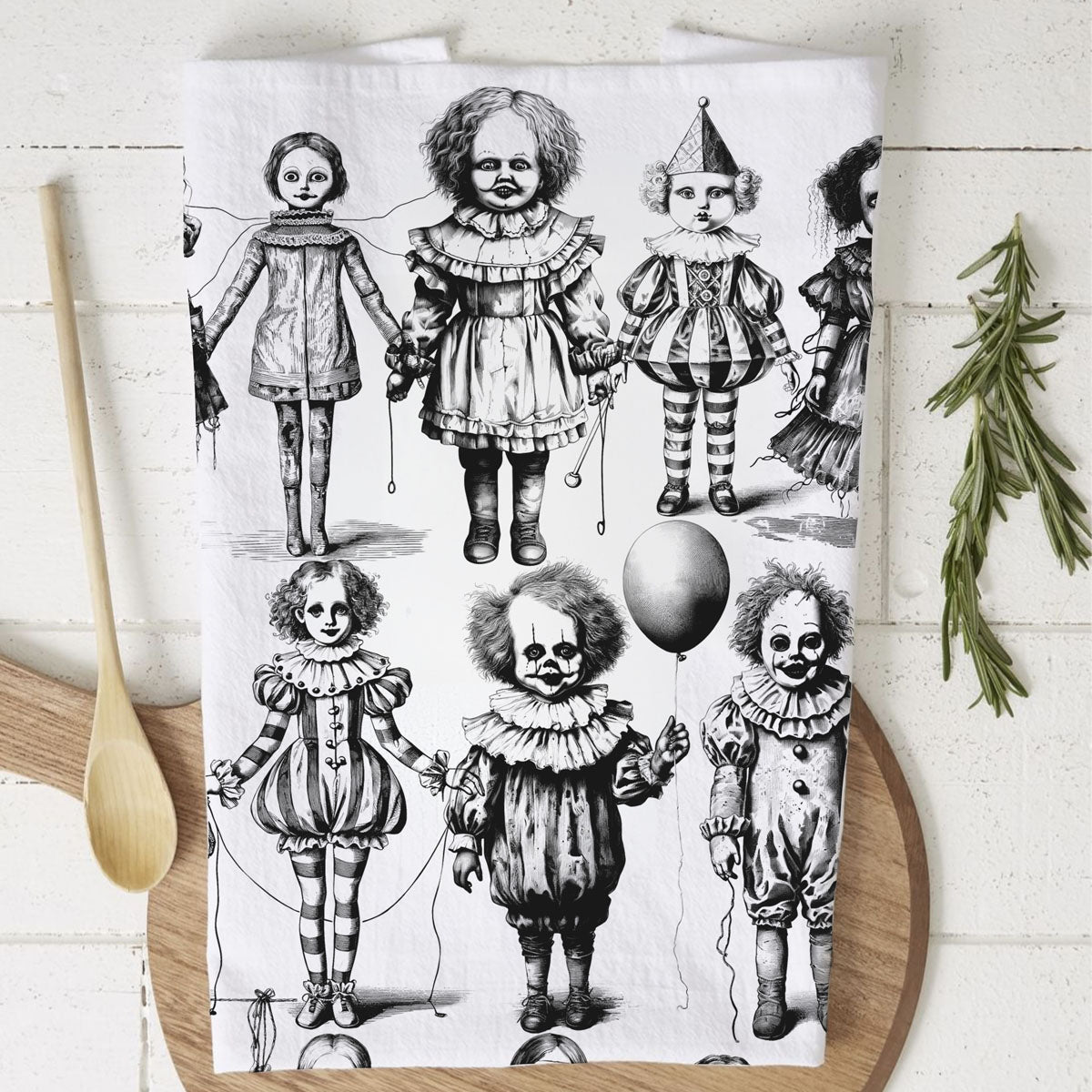 Possessed Dolls Halloween Kitchen Towel