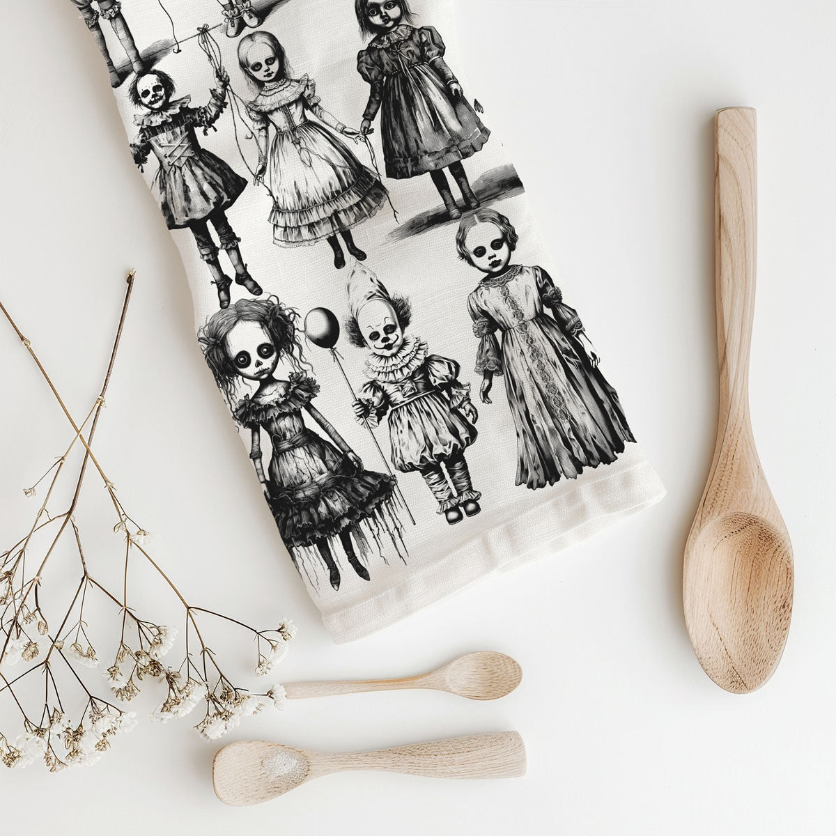 Possessed Dolls Halloween Kitchen Towel