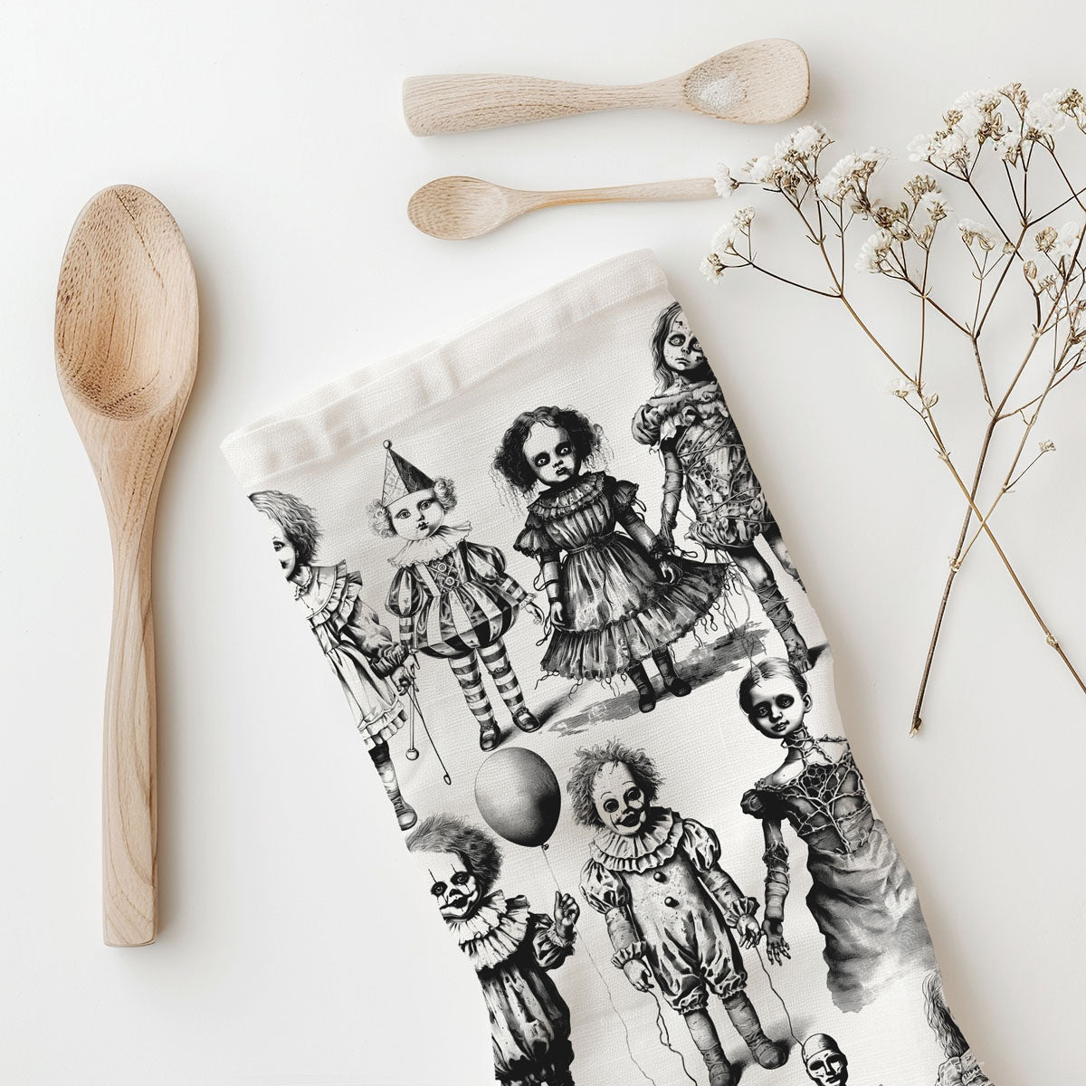 Possessed Dolls Halloween Kitchen Towel