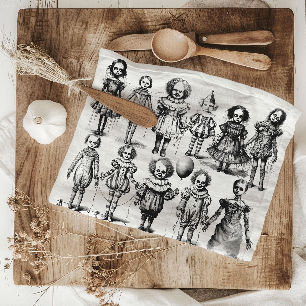 Possessed Dolls Halloween Kitchen Towel