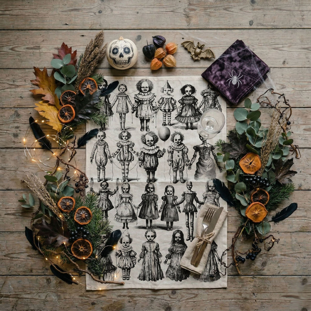 Possessed Dolls Halloween Kitchen Towel