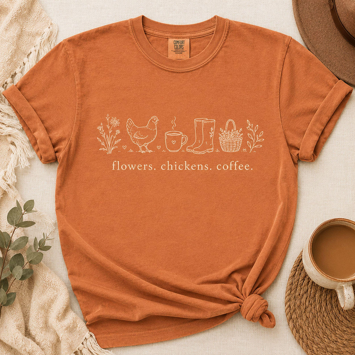 Rise & Grind Chicken Comfort Colors T-Shirt