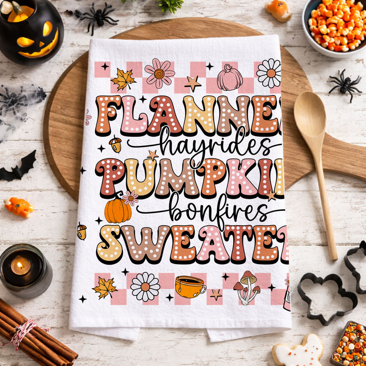 Pink Flannels Retro Fall Kitchen Towel