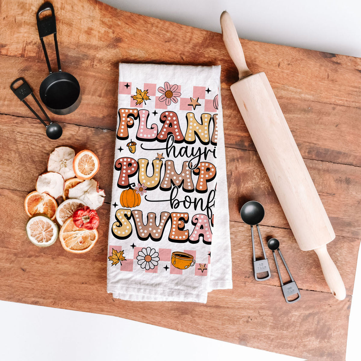 Pink Flannels Retro Fall Kitchen Towel