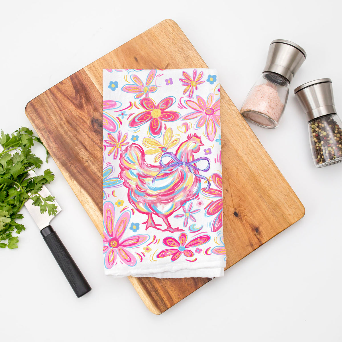 Boho Floral Chicken Kitchen Towel