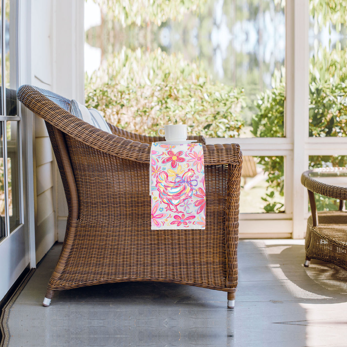 Boho Floral Chicken Kitchen Towel