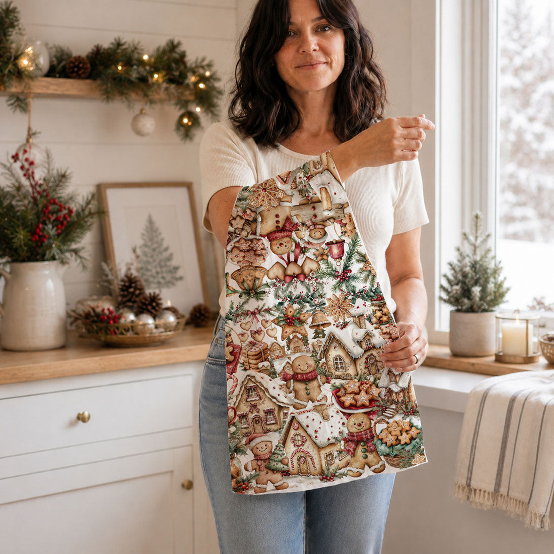 Vintage Gingerbread Christmas Kitchen Towel