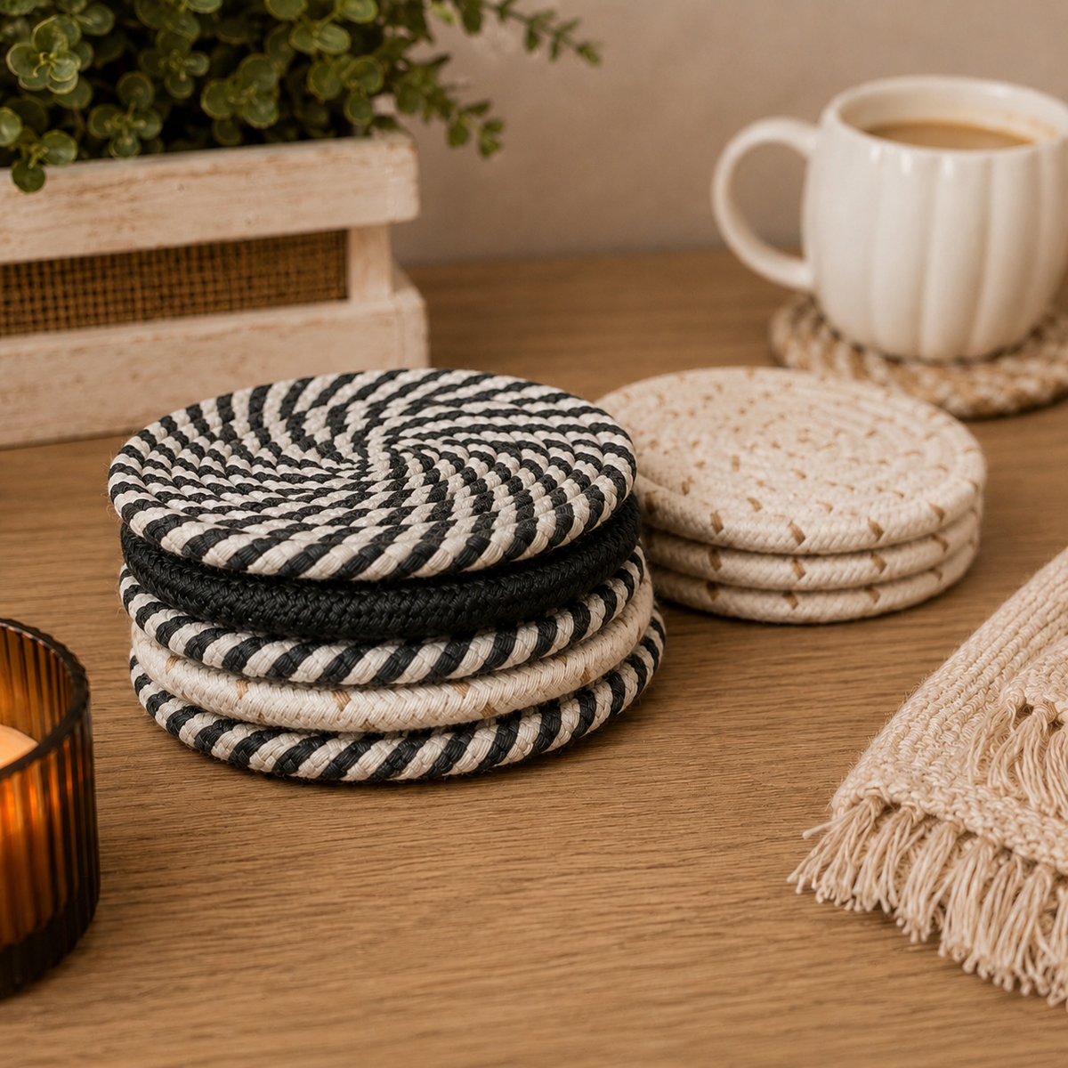 Handcrafted Braided Fabric Coasters