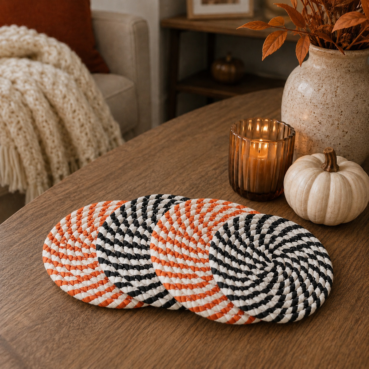 Handcrafted Braided Fabric Coasters
