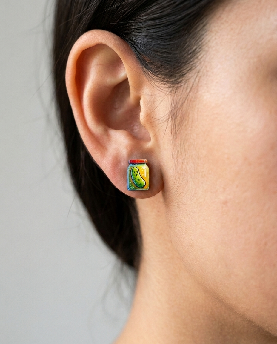 Pickle Jar Stud Earrings #3127