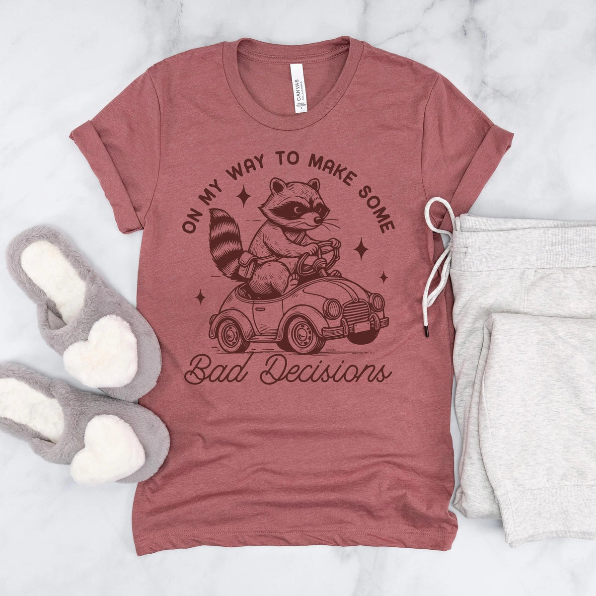 On My Way to Make Bad Decisions Raccoon T-Shirt