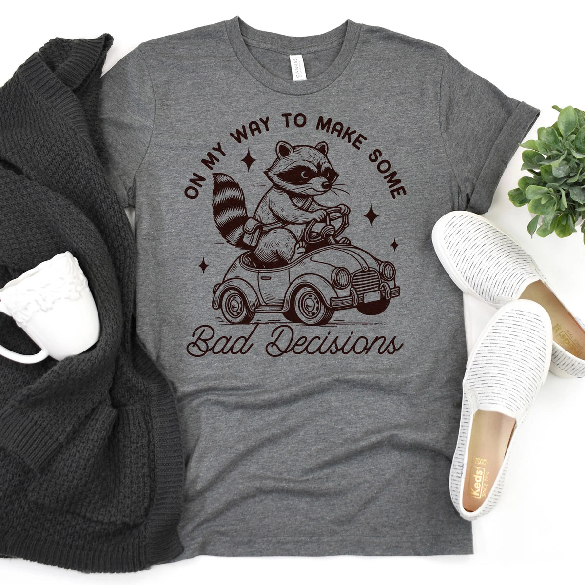 On My Way to Make Bad Decisions Raccoon T-Shirt