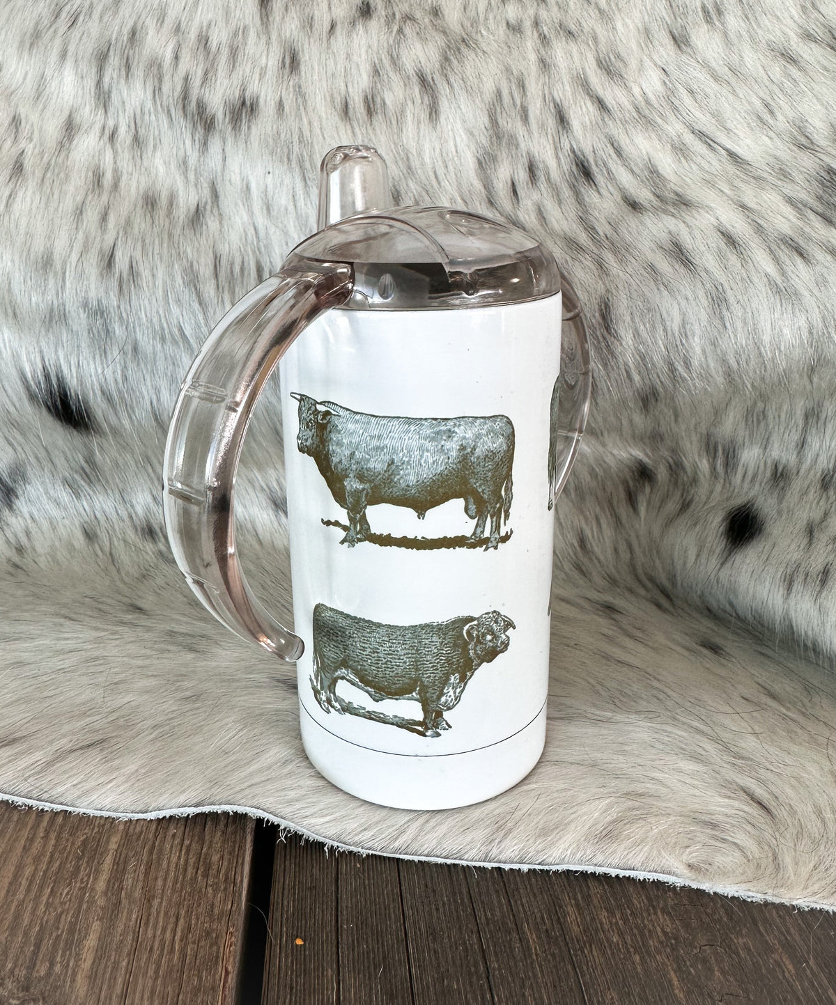 Little Ranch Hand Vintage Cow Sippy Cup