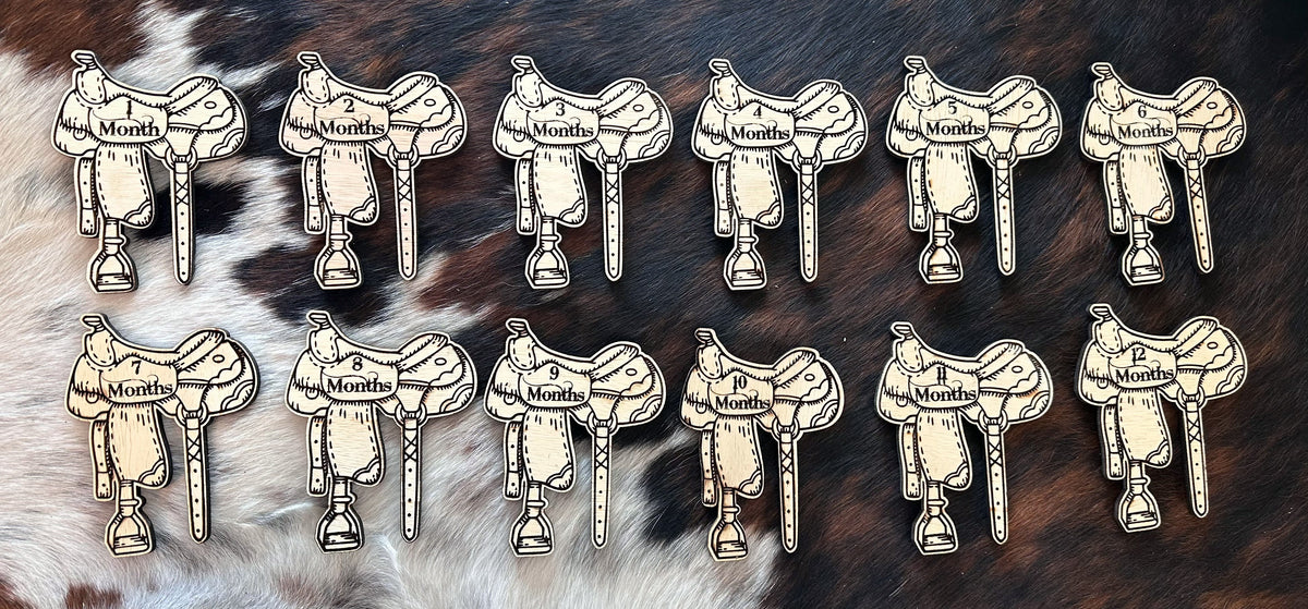 Little Cowpoke Saddle Monthly Milestone Markers