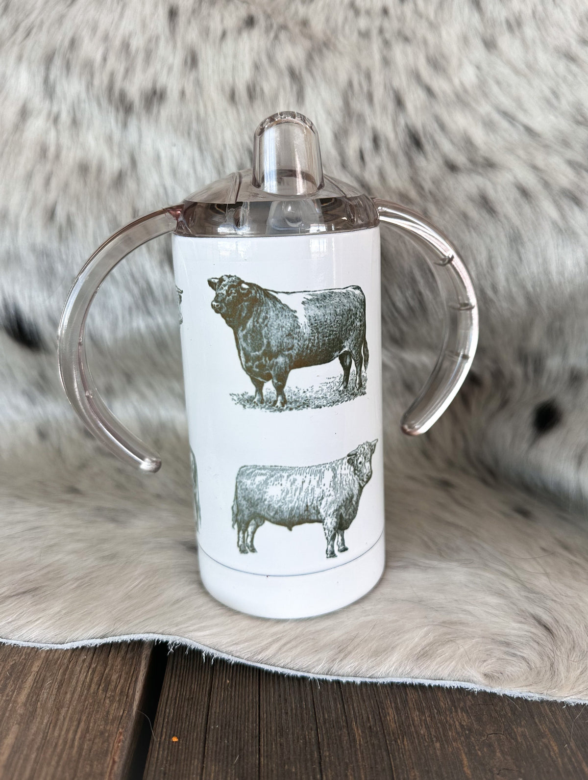 Little Ranch Hand Vintage Cow Sippy Cup