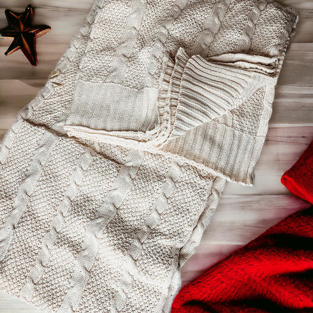 Classic Cable Knit Sweater Throw Blanket