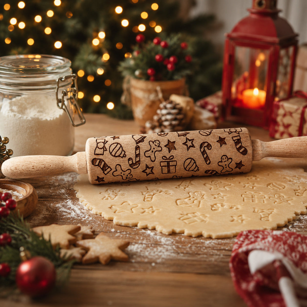 Embossed Christmas Rolling Pin | 10 Designs
