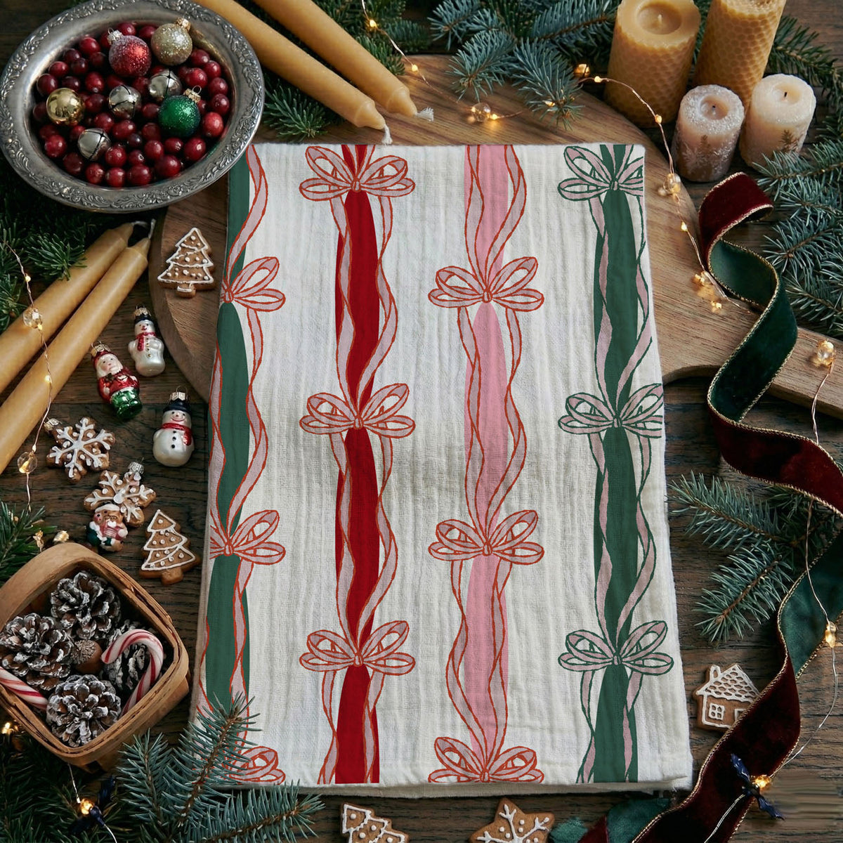 Merry & Bright Coquette Christmas Kitchen Towel